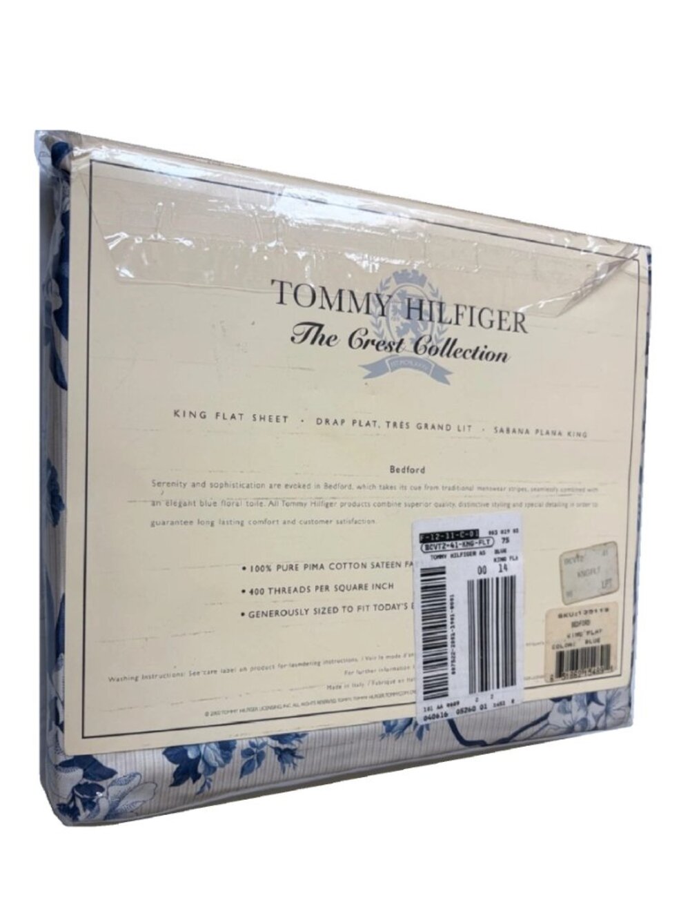 new Tommy Hilfiger CREST COLLECTION Bedford Floral 100% Cotton KING Flat Sheet - Picture 4 of 7